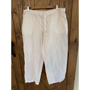 Liz Claiborne Women XXL White Linen Blend Drawstring Pants RN93677